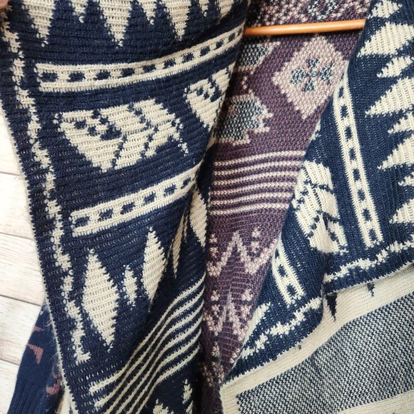 Anthropologie Srod Butterflies Aztec Print Waterfall Knit Open Cardigan Small - Picture 6 of 13